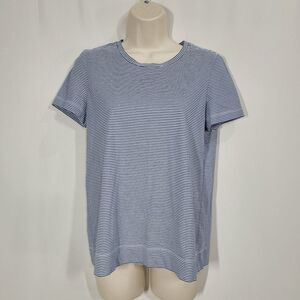 Lafayette 148 New York Blue Striped Short Sleeve Tee
